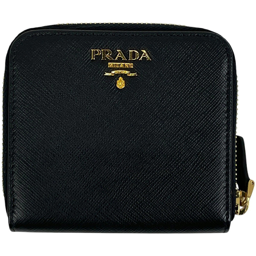 Prada Bi fold Wallet Billfold Coin Leather Nero Black